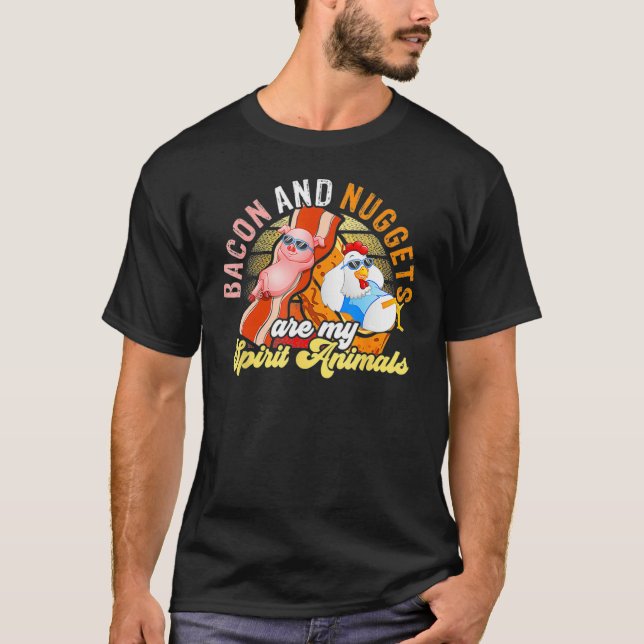 Camiseta Bacon And Nuggets Spirit Animals Fast Food Pun Hum (Frente)