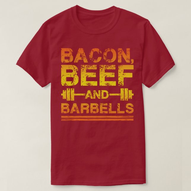 Camiseta Bacon, Carne De Bovino, Barbelas - Motivação De Fo (Frente do Design)
