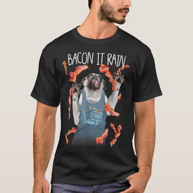 Camiseta Bacon Chuva Pug Engraçada Gráfico (Frente)