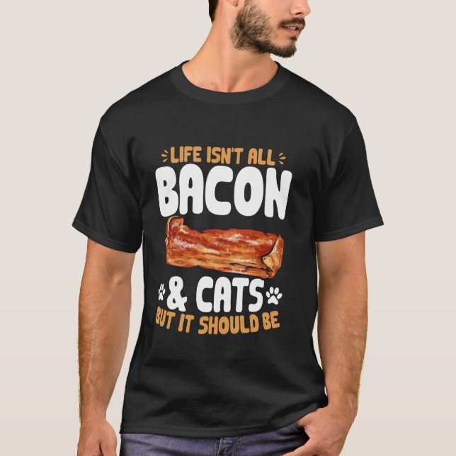Camiseta Bacon Comida Amante de Carne Gatos Bacon (Frente)
