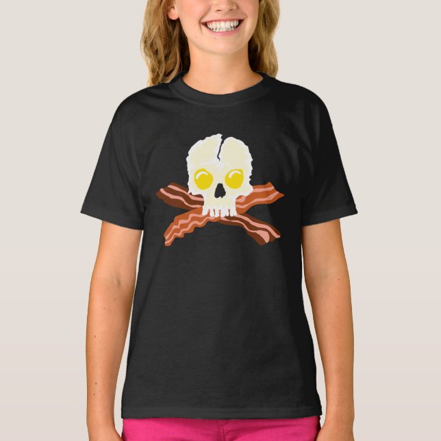 Camiseta Bacon Crossbones Ovos Crânio (Frente)
