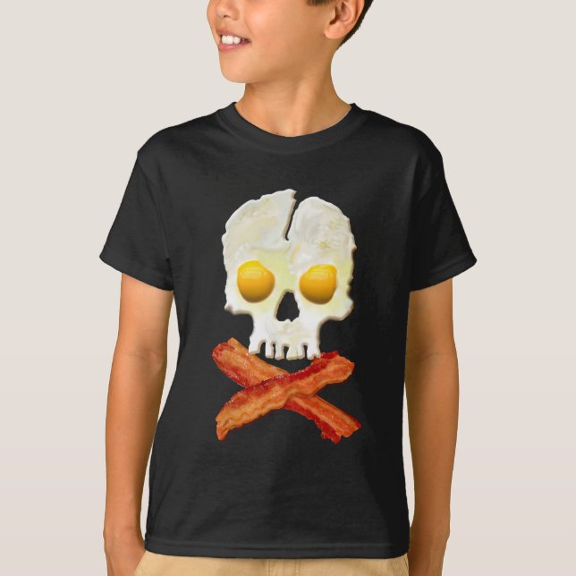 Camiseta Bacon Crossbones Ovos Crânio Tonturas (Frente)