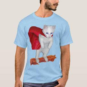 Camiseta Bacon da equitação do gato com cabo do super-her