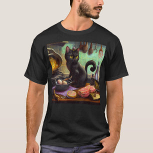Camiseta Bacon E Ovos De Cozinhar De Gato Preto