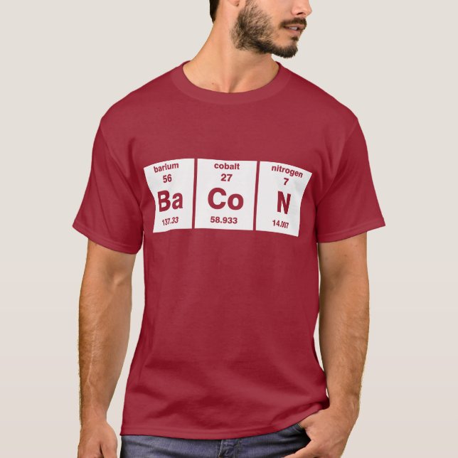 Camiseta Bacon - mesa periódica dos elementos (Frente)