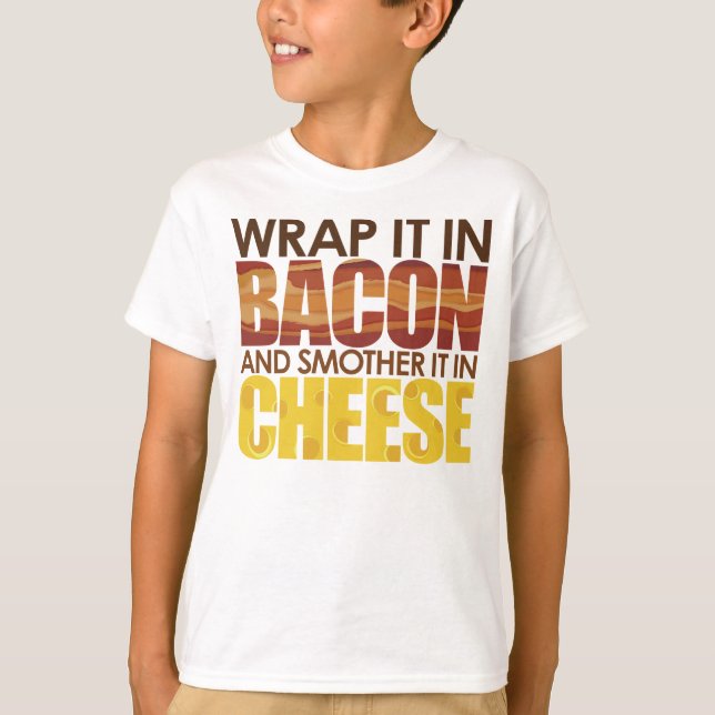 Camiseta Bacon & queijo, POR FAVOR! (Frente)