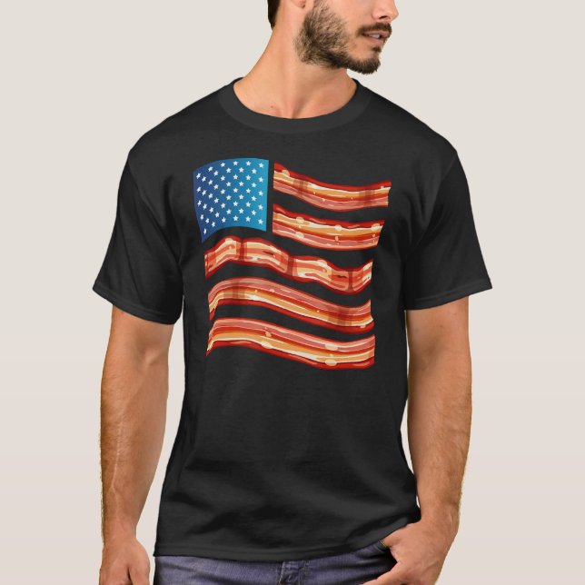 Camiseta Bacon  Tee Meat    USA Flag (Frente)