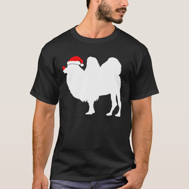 Camiseta Bactrian Camel Santa Hat Natal (Frente)