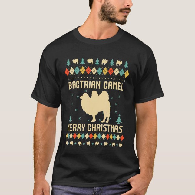 Camiseta Bactrian Camel Ugly Christmas Sweater Ret (Frente)