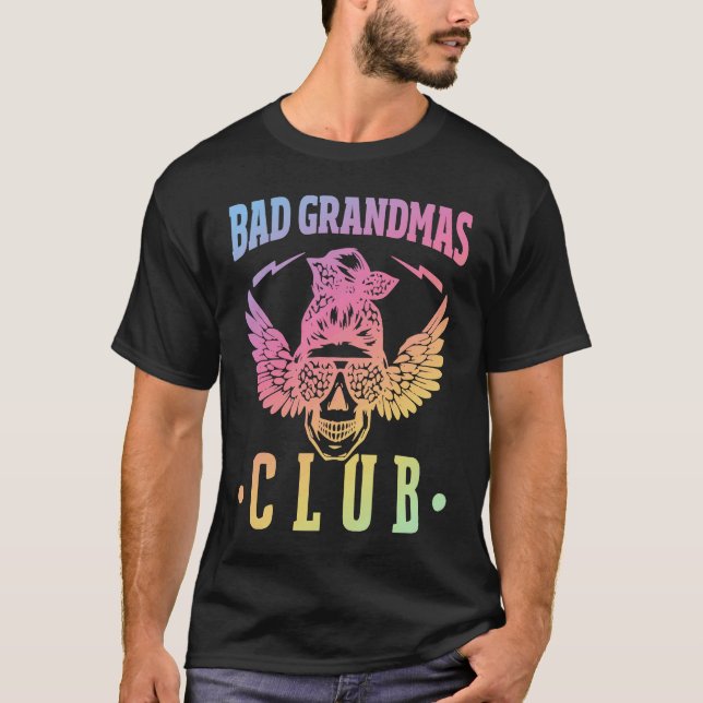 Camiseta Bad Grandmas Club Skull Mom Life For Women (Frente)