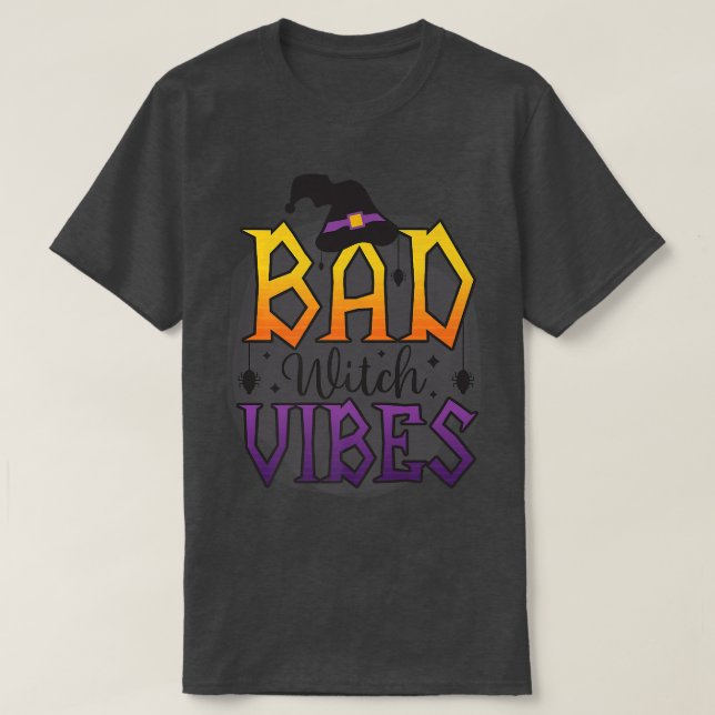 Camiseta Bad Witch Vibes Spooky Witchcrafts Skeleton Peace  (Frente do Design)