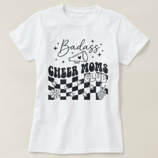 Camiseta Badass Cheer Moms Club Retro Groovy Megaphone Star