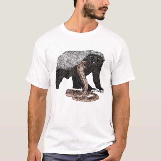 Camiseta Badass Honey Badger & Cobra Cobra Engraçado Arte A (Frente)