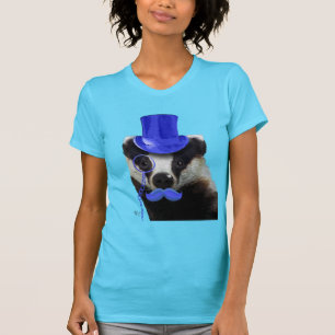 Camiseta Badger com Chapéu Azul e bigode