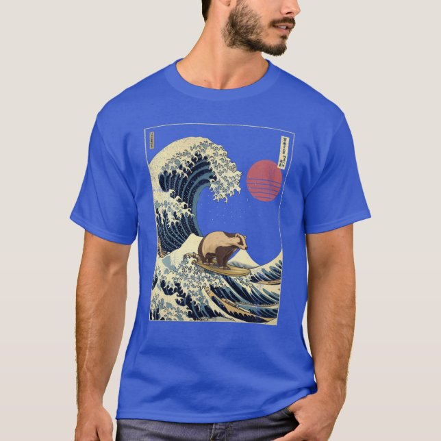 Camiseta Badger Kanagawa Japanese Surfing Wave girl (Frente)