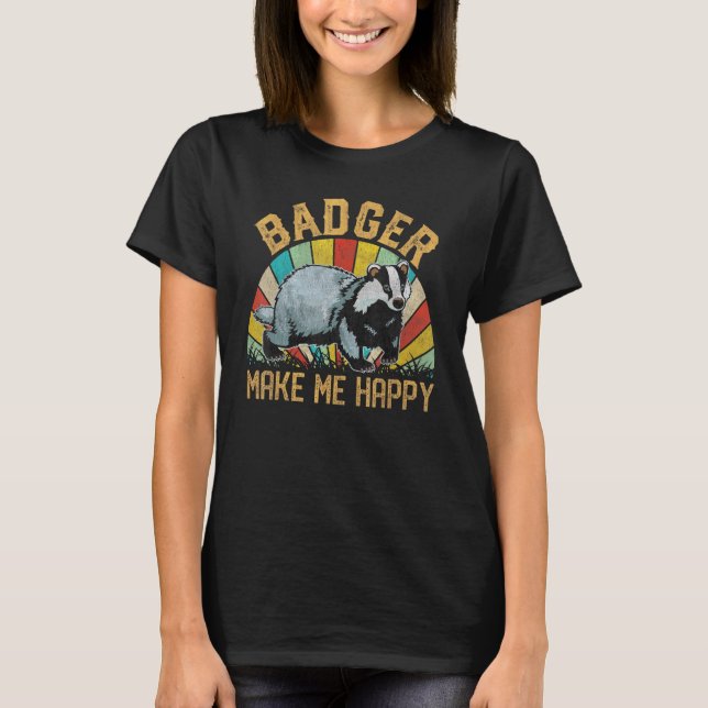 Camiseta Badger me faz feliz 70 anos 80 Ratel Honey Badger (Frente)