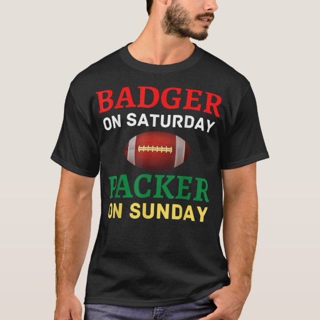 Camiseta Badger No Sábado Packer No Domingo Wis (Frente)