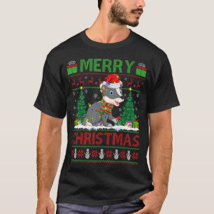 Camiseta Badger Xmas Tree Luzes Feias Papais noeis Cristo B