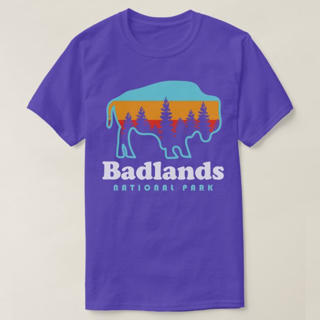 Camiseta Badlands National Park Bison Retro Dakota do Sul (Frente do Design)