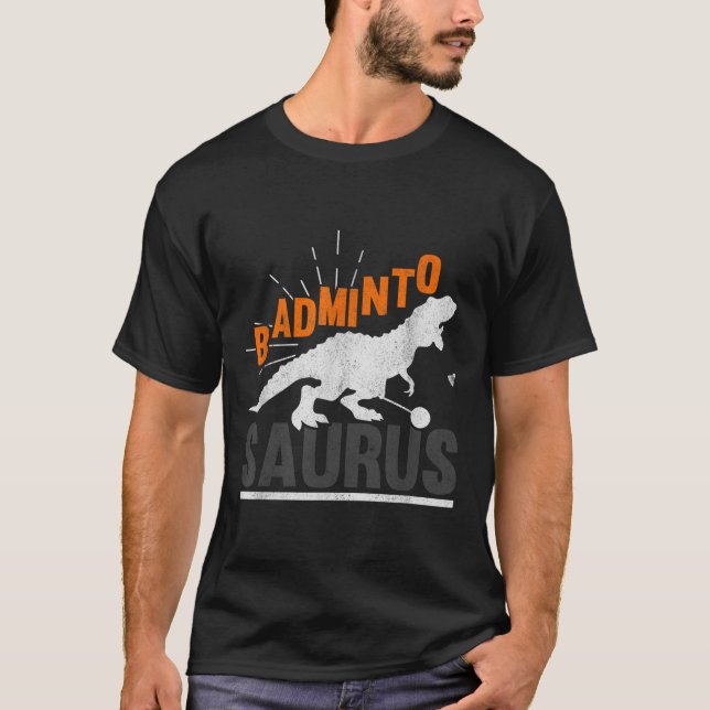 Camiseta Badminto Saurus Rex Birdie Shuttle Dinosaur Badmin (Frente)
