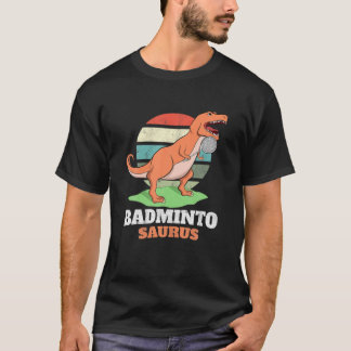 Camiseta Badminto Saurus Rex Birdie Shuttlecock Dinosaur Ba