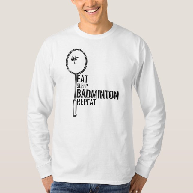 Camiseta Badminton - Coma o Badminton do Sono Repetir (Frente)