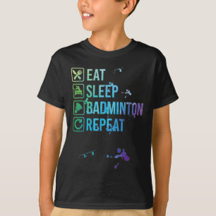 Camiseta Badminton Coma Sono Repetir Presente de Aquarela