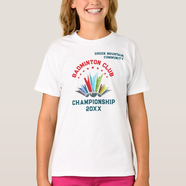 Camiseta Badminton da Equipe da Organização da Liga dos Clu (Frente)