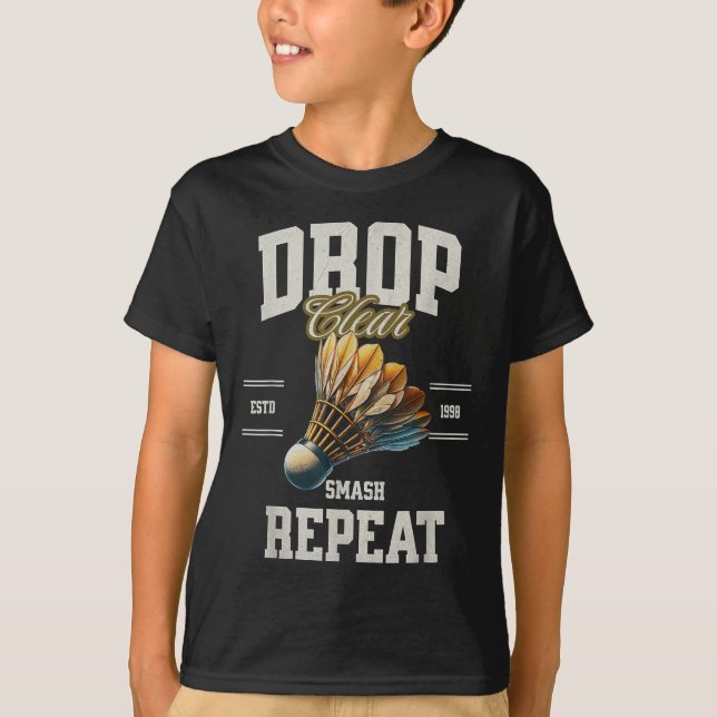 Camiseta Badminton Drop Clear Smash Repetir Shuttle (Frente)