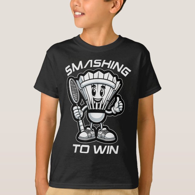 Camiseta Badminton Forever Cartoon Shuttle E Racket Graph (Frente)