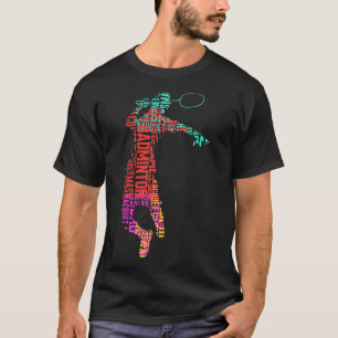 Camiseta Badminton Jogador Colorido Shuttle Racket Badminto
