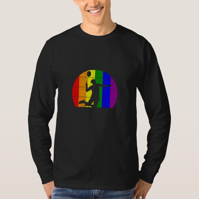Camiseta Badminton LGBTQ  for men players gay sports ally (Frente)