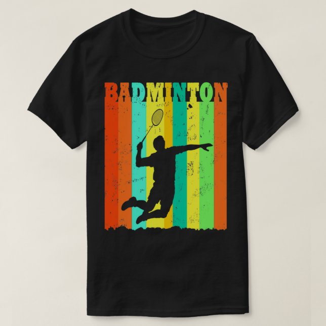 Camiseta Badminton Lover Retro Sunset T (Frente do Design)