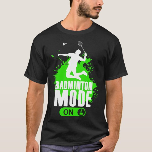 Camiseta Badminton Mode On Mens Boys Youth Player Graphic (Frente)