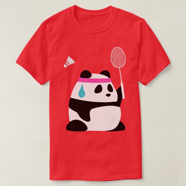 Camiseta Badminton Panda Engraçado Badminton A (Frente do Design)
