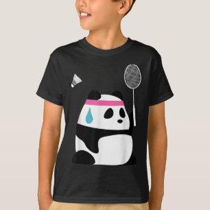 Camiseta Badminton Panda Escavado - Engraçado Shuttle Ani
