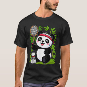 Camiseta Badminton Panda Escavado - Engraçado Shuttle Ani