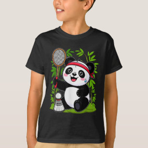 Camiseta Badminton Panda Escavado - Engraçado Shuttle Ani