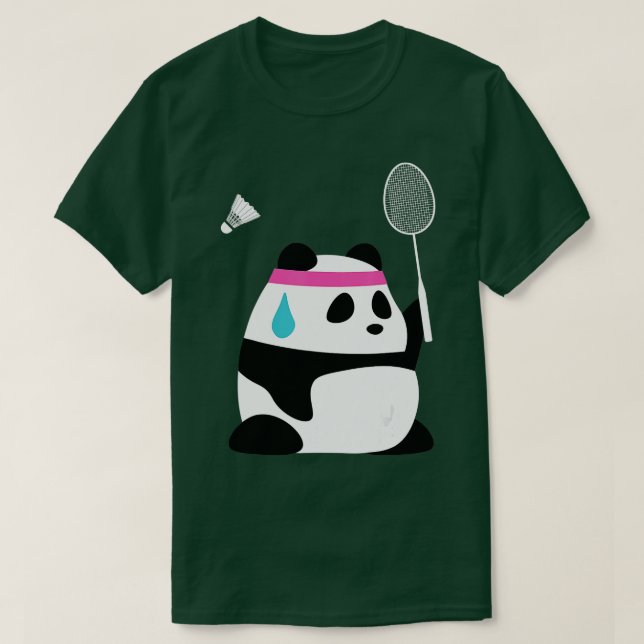 Camiseta Badminton PandaEngraçado Badminton Ani (Frente do Design)