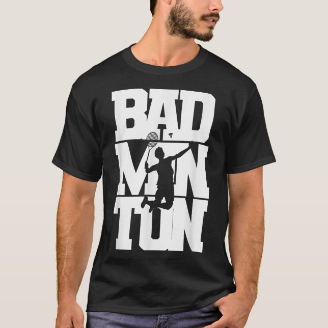 Camiseta Badminton Player Smashing Shuttle Birdie Badminton (Frente)