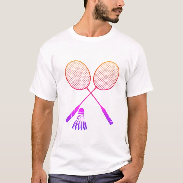 Camiseta Badminton Rackets Shuttlecock Birdie Ombre (Frente)
