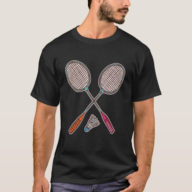 Camiseta Badminton Racquet E Shuttlecocks Professional Ba (Frente)