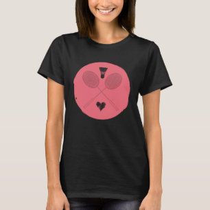 Camiseta Badminton Racquet Sport Heart Cria Amor