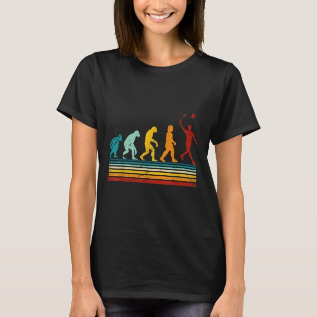 Camiseta Badminton Retro Com Evolução do Volante Darwin (Frente)