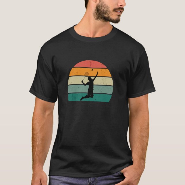 Camiseta Badminton Retro Sunset Mens Mulheres (Frente)