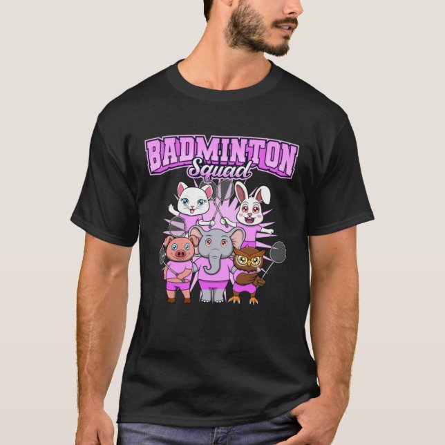 Camiseta Badminton Squad Cute Animals Shuttlecock (Frente)