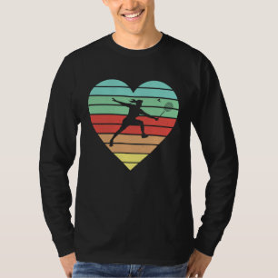 Camiseta Badminton Vintage Coração Badminton Retro Mulheres