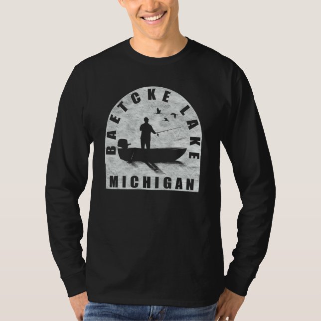 Camiseta Baetcke Lake Fishing Michigan (Frente)