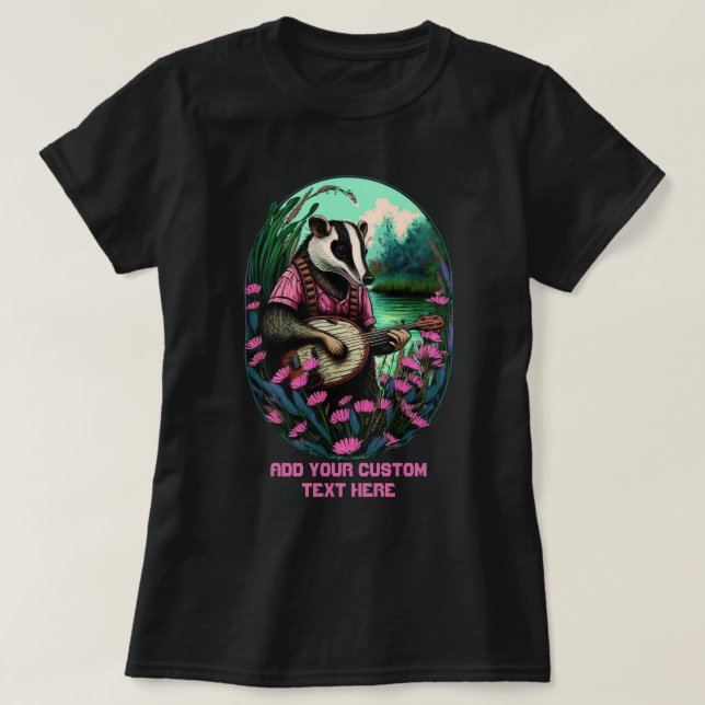 Camiseta Bafeiro Bonito tocando banjo, amantes Badger (Frente do Design)