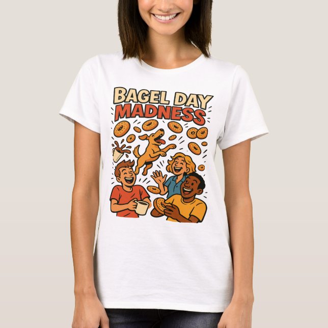 Camiseta Bagel Day Madness Engraçado Arte Retroativa (Frente)